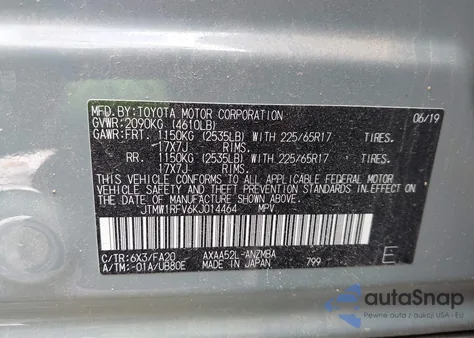 2019 Toyota Rav4 Xle z USA, uszkodzony, nr VIN JTMW1RFV6KJ014464